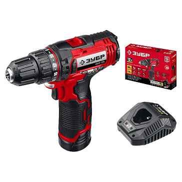 Изображение товара Дрель-шуруповерт Зубр ДШЛ-125-21, С1-12, 12 В, 30 Нм, 1 АКБ (2 Ач)