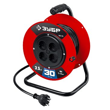 Изображение товара Удлинитель силовой на катушке Зубр ПВС-215 55103-30 30м IP 20 3500Вт