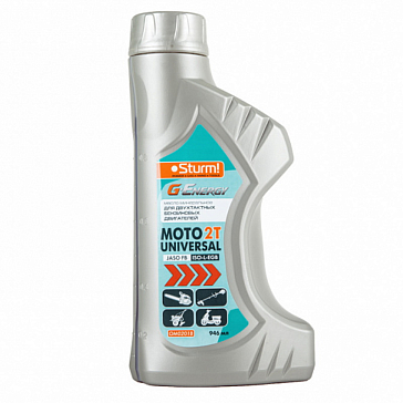 Изображение товара Масло моторное 2 тактное Sturm G-ENERGY UNIVERSAL МОТО 2T OM0201B, красн., минер., JASO FB/ISO-L-EGB, 0.946 л