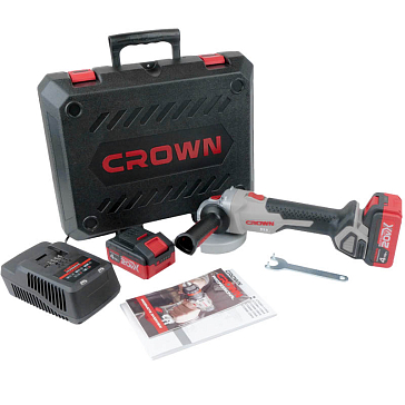 Изображение товара Аккумуляторная угловая шлифмашина Crown CT23001-125HX-4 BMC в кейсе