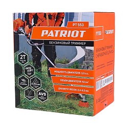 Бензиновый триммер Patriot PT 553 250108444 (объем двигателя 52 см3, 3 л.с., прямая штанга)