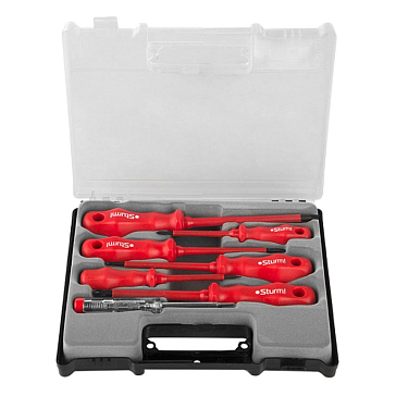 Изображение товара Набор диэлектрических отверток Sturm 7 шт пластиковый кейс для электриков