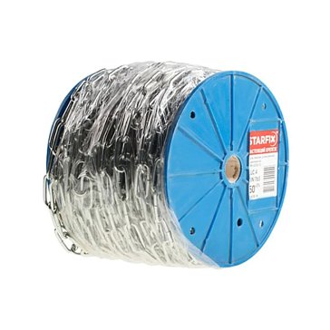 Изображение товара Цепь сварная Starfix SMP-42315-60, длиннозвенная, оцинкованная, М3, DIN 763 (бухта 60 м)