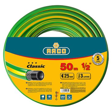 Изображение товара Шланг поливочный Raco CLASSIC 40306-1/2-50_z01, 25атм, армированный, 3-х слойный, 1/2"х50м