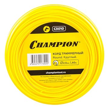 Изображение товара Корд триммерный Champion Round C5010, 2.0мм*60м, круглый, желтый