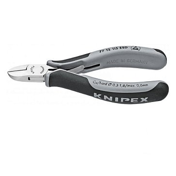 Изображение товара Бокорезы для электроники Knipex KN-7712115ESD, округлая головка, зажим для проволоки, 115 мм, 2-компонентные антистатические ручки