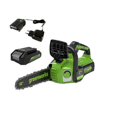 Изображение товара Цепная пила аккумуляторная Greenworks 24В GD24CS30, 30 см, в комплекте с АКБ 4А*ч и З/У  2007007UB