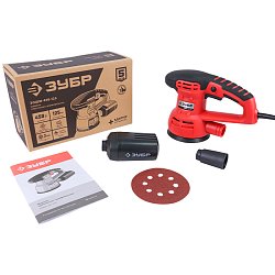 Орбитально-шлифовальная машина по дереву Зубр ЗОШМ-450-125 (работа с пылесосом, вес 2 кг)