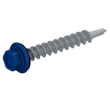 Изображение товара Саморез кровельный Starfix SM-85206-5000, 5.5х19 мм, цинк, шайба с прокладкой, PT3, RAL 5002 (5000 шт в коробе) 