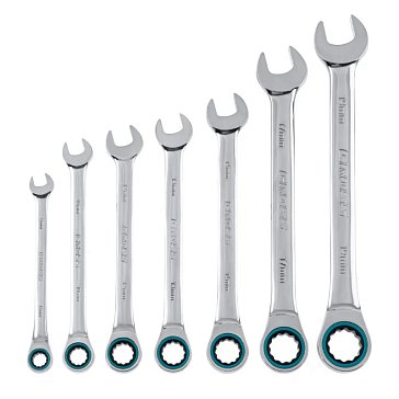 Изображение товара Набор ключей комбинированных с трещоткой Gross 14890 8-19 мм 7 штук Германия