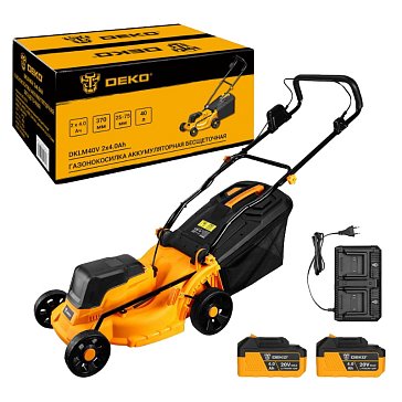 Изображение товара Газонокосилка аккумуляторная бесщеточная Deko DKLM40V 063-3011, 2х20В, 2x4.0Aч, 370 мм