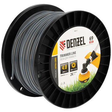 Изображение товара Леска для триммера Denzel EXTRA CORD 96811, двухкомпонентная, круглая, 4,0мм х 69м, на DIN катушке 