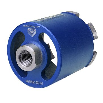 Изображение товара Коронка алмазная для подрозетников Crown DH-DE525, Ø72/65 M16 R 6LSP, предназначена для работы с микроударом, в сухую (без подачи СОЖ)