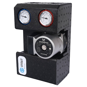 Изображение товара Насосная группа Stout SDG-0002-002002, с термостатическим смесительным клапаном, 3/4", с насосом Grundfos UPSO 15-65/130